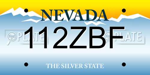 112ZBF Nevada License Plate