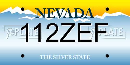 112ZEF Nevada License Plate