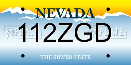 112ZGD Nevada License Plate