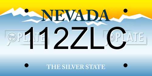 112ZLC Nevada License Plate