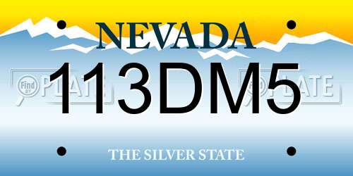 113DM5 Nevada License Plate