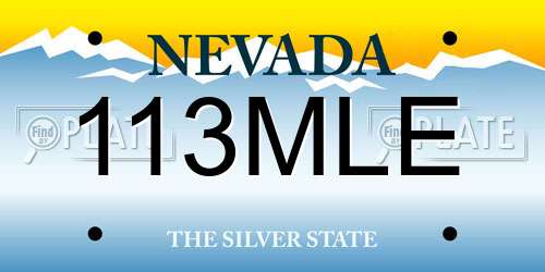113MLE Nevada License Plate