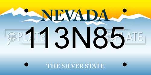 113N85 Nevada License Plate