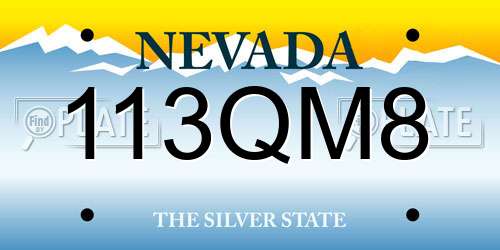 113QM8 Nevada License Plate