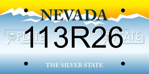 113R26 Nevada License Plate