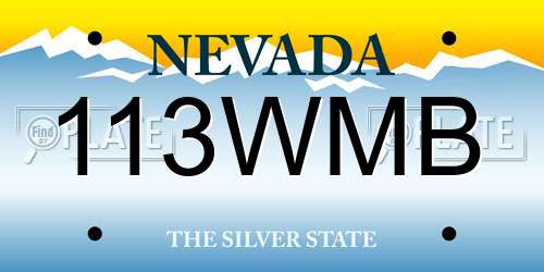113WMB Nevada License Plate