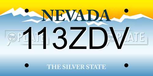 113ZDV Nevada License Plate