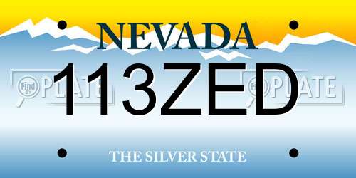 113ZED Nevada License Plate