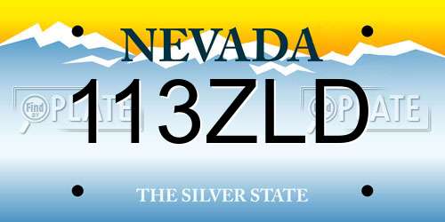 113ZLD Nevada License Plate