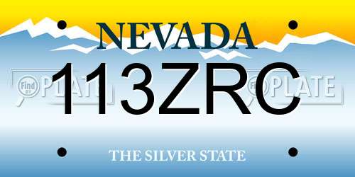 113ZRC Nevada License Plate