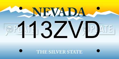113ZVD Nevada License Plate