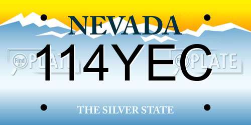 114YEC Nevada License Plate