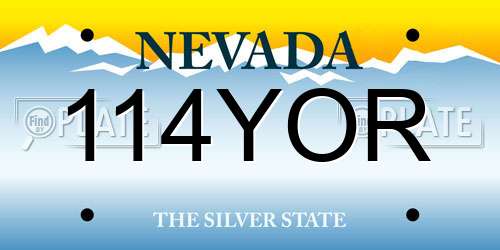 114YOR Nevada License Plate