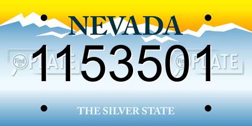 1153501 Nevada License Plate