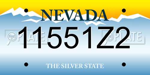 11551Z2 Nevada License Plate