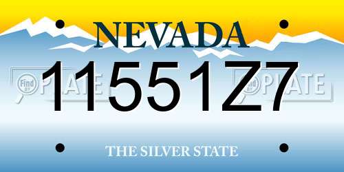 11551Z7 Nevada License Plate
