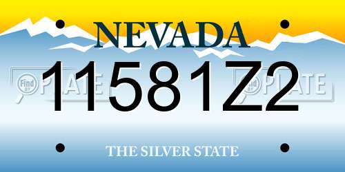 11581Z2 Nevada License Plate