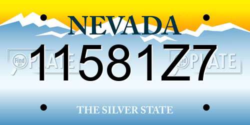 11581Z7 Nevada License Plate