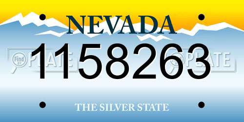 1158263 Nevada License Plate