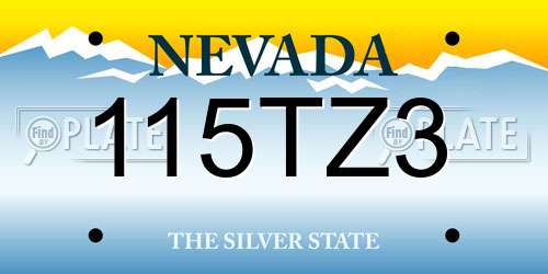 115TZ3 Nevada License Plate