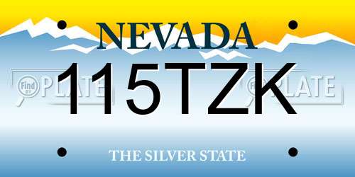 115TZK Nevada License Plate