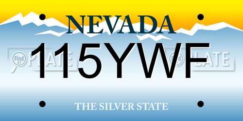 115YWF Nevada License Plate