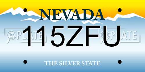 115ZFU Nevada License Plate