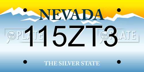 115ZT3 Nevada License Plate
