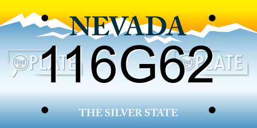 116G62 Nevada License Plate