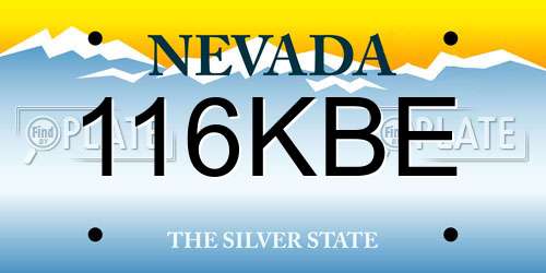 116KBE Nevada License Plate
