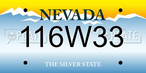 116W33 Nevada License Plate