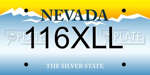 116XLL Nevada License Plate