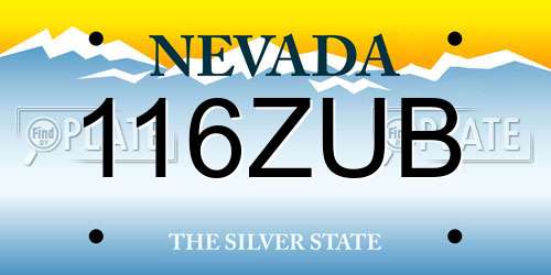 116ZUB Nevada License Plate