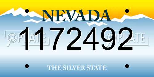 1172492 Nevada License Plate