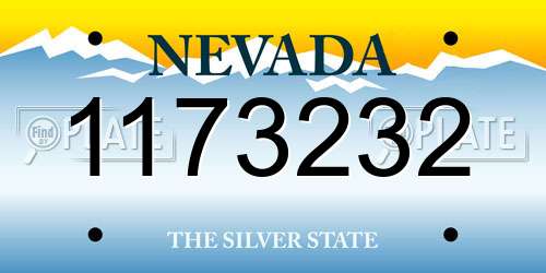 1173232 Nevada License Plate