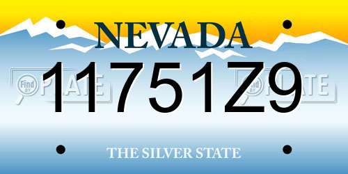 11751Z9 Nevada License Plate