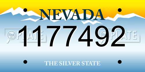 1177492 Nevada License Plate
