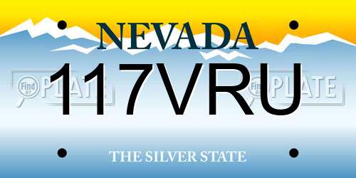 117VRU Nevada License Plate