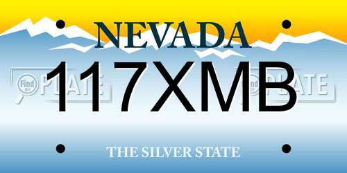 117XMB Nevada License Plate