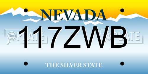 117ZWB Nevada License Plate