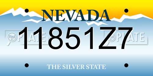 11851Z7 Nevada License Plate