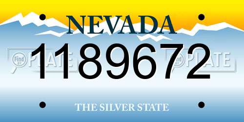 1189672 Nevada License Plate