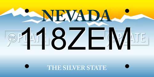 118ZEM Nevada License Plate