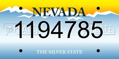 1194785 Nevada License Plate