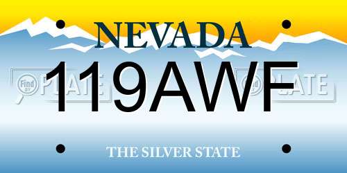 119AWF Nevada License Plate