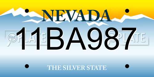11BA987 Nevada License Plate