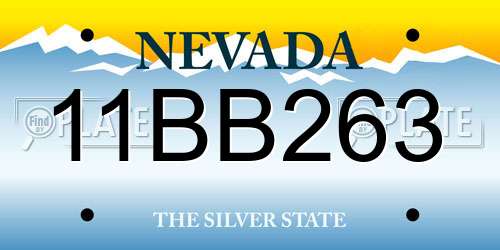 11BB263 Nevada License Plate