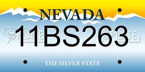 11BS263 Nevada License Plate