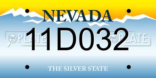 11D032 Nevada License Plate