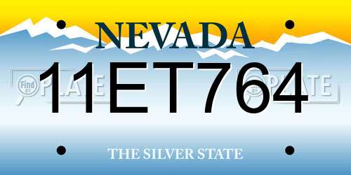 11ET764 Nevada License Plate